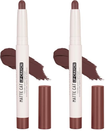 Image of Swiss Beauty Non-Transfer Matte Cat Lip Crayon | Water-Resistant | Long-Lasting 8 Hours Stay | Retractable Lip Crayon | Shade - Choclate Fudge, 1.5g | (Pack of 2)