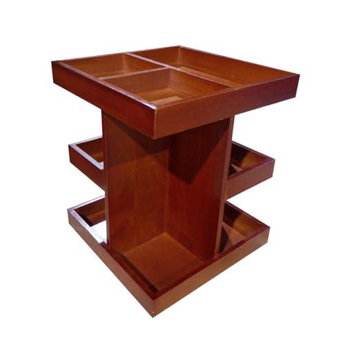 Organizador giratorio para espejo de maquillaje, organizador de almacenamiento de maquillaje, soporte giratorio 360 | y almacenamiento de madera para baño, dormitorio, apartamento, encimera | mesa de