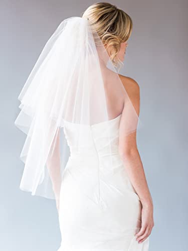 Latious 2 Tier Bride Wedding Veil Ivory Bridal Tulle Veils With Comb Fingertip Double Layer Veils For Brides And Women (Ivory) #TOP3