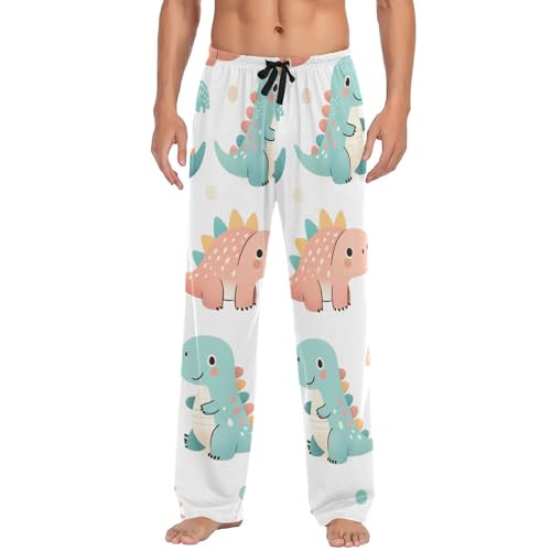Men's Pajama Pants Cute Little Dinosaurs Sleep Pajama Lounge Pant with Pockets, Elastic Waistband