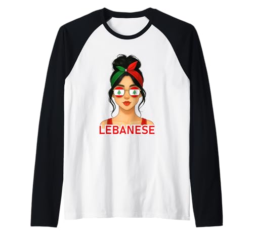 Lebanese Girl Lebanon Flag Lebanese Girlfriend Wife Camiseta Manga Raglan