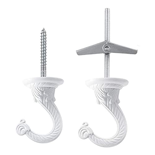 2-Sets-55mm217-Ceiling-Metal-Ceiling-Hooks-Heavy-Duty-Swag-Ceiling-Hooks-with-Hardware-for-Hanging-PlantsChandeliersWind-ChimesOrnament-White