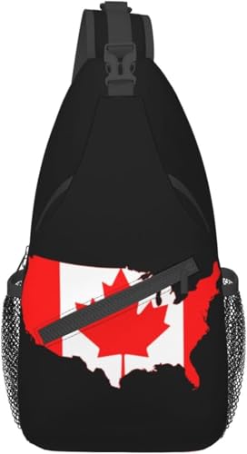 Mochila bandolera unisex con bandera canadiense y mapa USA miniatura 1