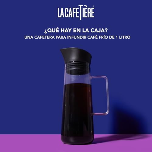 Miniatura 3 de La Cafetière Cafetera De Infusión En Frío Con Filtro De Malla, Apta Para Lavavajillas, Tapa Con Pico Para Jarra, Recipiente Para Café Helado, Té Helado, Bebidas De Frutas Caseras, 1 L
