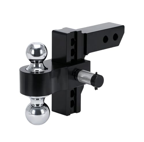 Enganche de Remolque, Enganche De Remolque Ajustable Receptor De 2' Enganche De Caída/elevación De 6' Montaje De Bola De 12500 LBS Cerraduras Dobles De Bola De Remolque Doble De 2' 2-5/16'