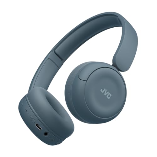 Image of JVC Wireless Headphones with 50H Battery Life, Soft Cushions, Foldable Design, Bluetooth 5.3, Multipoint Connection, App EQ, Built-in Mic - Retro Blue - HAS59WA
