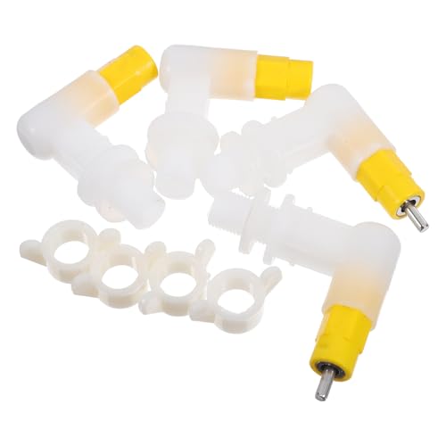 Lurrose Abreuvoir Automatique à Tétine pour Poulets et Cailles, Lot de 4 Pièces en Plastique Blanc, Système Double Étanchéité pour Hydratation Fiable des Volailles en Élevage