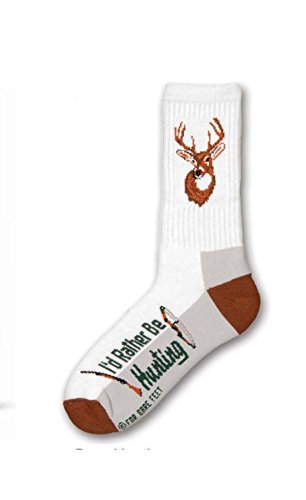 FBF Originals I'd Rather be Deer Hunting White Large Socks