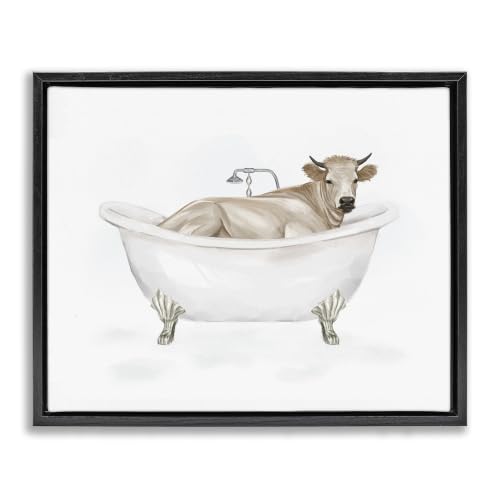 Farm Cow Bathing Tub Bathroom, 16 x 20 Inch Canvas in Floater Frame