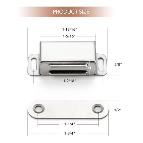 Image of Ravinte 16 Pack Silver Magnetic Door Catch, Brushed Satin Nickel Cabinet Magnets, Strong Magnetic Catch Latch for Kitchen Cabinets, Drawers & Cupboards, Stainless Steel Closures