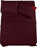 Utopia Bedding Queen Sheet Set – 4 Piece Bed Sheets for Queen Size Bed, Soft and Breathable Microfiber, Includes 1 Fitted Sheet, 1 Flat Sheet and 2 Pillowcases (Burgundy)