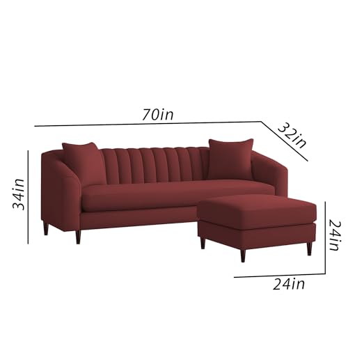 Image of Casaliving Doraldo 4 Seater L Shape Convertible Sofa Set for Living Room, 3 Seater & Ottoman Modular Sectional Couch for Small Space (Maroon Colour) Fabric