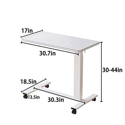 TigerDad Hospital Bed Table with Wheels, Adjustable Height Bedside Table Over Bed Desk Overbed Table Mobile Laptop Table for Bed Laptop Stand for Couch Hand Crank - Thumbnail 3