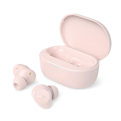PHILIPS TAT2100PK – Écouteurs True Wireless, Bluetooth 6.0, 36 Heures d’autonomie, 4 micros pour des appels clairs, résistants aux éclaboussures IPX4, boîtier de Charge de Poche, Rose