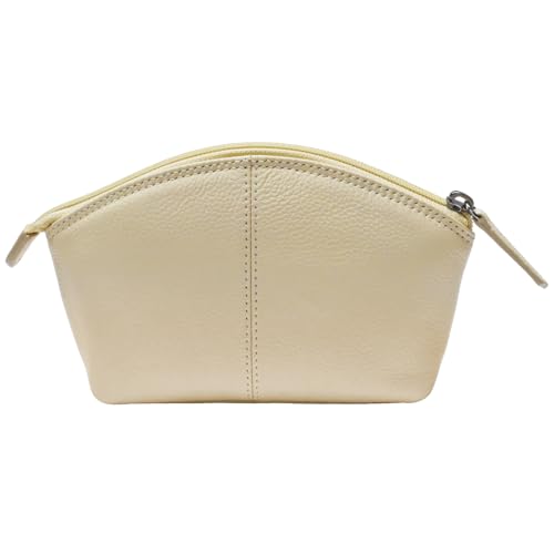 Image of ili New York Genuine Leather RFID Blocking Cosmetic Makeup Pouch - Bone