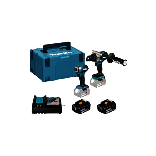 Makita DLX2549TJ 18V Li-ion LXT 2 Piece Brushless Combi Kit Complete with 2 x 5,0 Ah Batteries and Charger, Supplied in a Makpac Case
