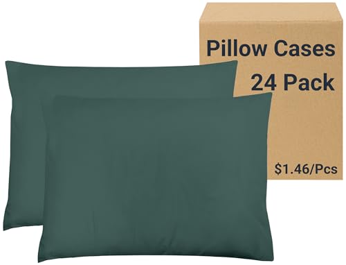 ZPECC Pillow Cases Bulk 24 Pack - Standard Pillowcases with Envelope Closure, Soft Brushed Microfiber Pillow Cover for Hotel Airb&bs Hospital Bedding Essential, Posy Green