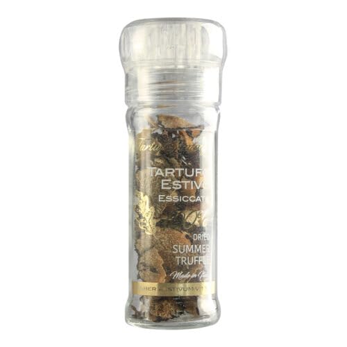 Molinillo de cristal con 10 gramos de trufa de verano en rodajas secas