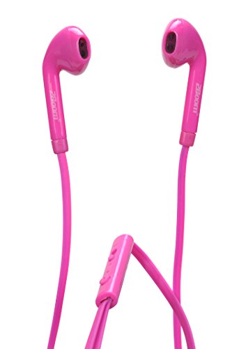 2BOOM Noise Isolating Sport Wired Earbuds Headphones with Microphone and Volume Control Pink