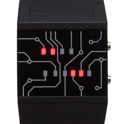 getDigital Binary Wrist Watch for Professionals with LED Lights - A Black Digital Clock that Depicts the Time as Binary Code