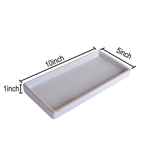 image for HANKOR 10 x 5 Ceramic Bathroom Tray for Countertop, Decorative Vanity 