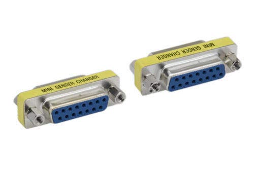 KENTEK Mini DB15 15 Pin Female to Female F/F for PC MAC VGA Mini Adapter Gender Changer Coupler D-Sub