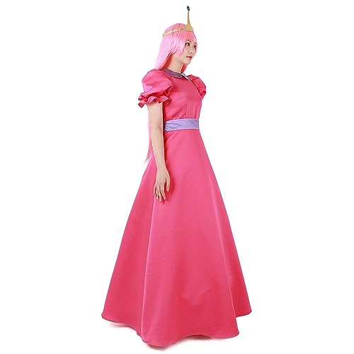 miccostumes Young Lady Costume Pink Bubble Gum Cosplay Dress with Crown(Pink)