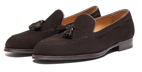 Santimon Mens Tassel Loafers Slip On Dress Causal Mocasines Modern Prom Wedding Genunie Leather Penny Loafers Comfortable Breathable Fashion Tuxedo Shoes for Men