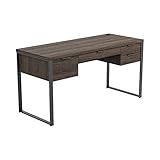 Coaster Home Furnishings Pattinson 4-Drawer Aged Walnut and Gunmetal Writing Desk, 60' W X 23.5' D X 30' H