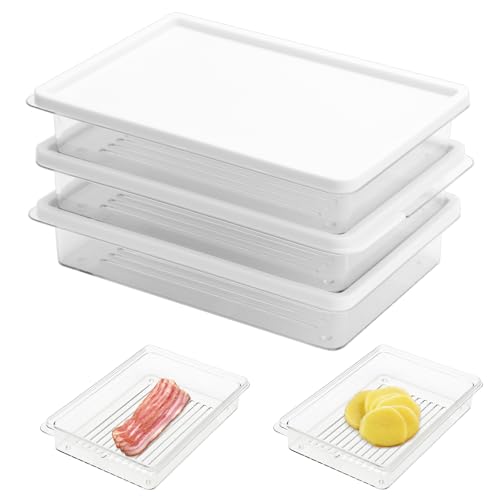 UOCAI 3 scatole per salumi, per frigorifero, organizer per alimenti, contenitori impilabili, contenitori con coperchio di verdure, noci, formaggio, ecc