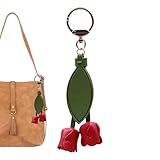 Blumen-Schlüsselanhänger – niedlicher Handtaschen-Schlüsselanhänger, Rucksack-Dekoration, Handtasche, Geldbörse, Schlüsselanhänger für Frauen, Erwachsene, Kinder, Freundin, Familie, Paare, rot, Refer