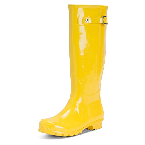 Womens Original Tall Gloss Winter Waterproof Wellies Rain Wellington Boots - 9