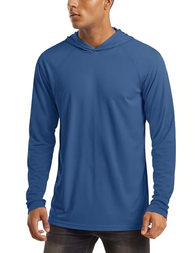 Image of MAGCOMSEN Men's Hooded UPF 50+ Sun Protection T Shirts Long Sleeve Athletic Fishing Shirts Rash Guards