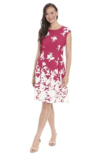 London Times Women's Cap Sleeve Fit and Flare-Elegant Summer Cocktail Graduation Garden Party Wedding Guest Dress