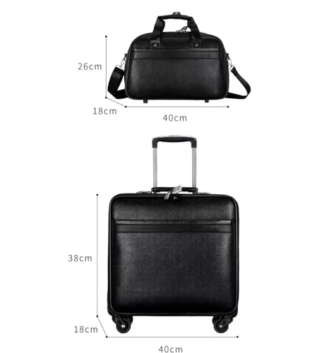 Carry-On 2-piece Suitcase Set, Silent Universal Wheel PU Leather Trolley Case, Boarding Case Luggage Carry On (Color : Black, Size : 2piece)2