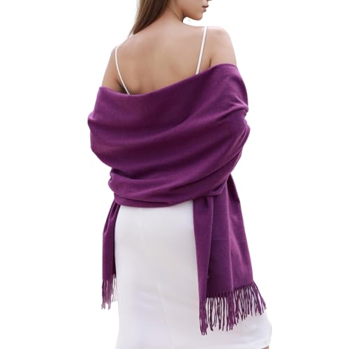 FUJINMY SWAT PANY Winter Scarf - Dark Purple Pashmina Wrap