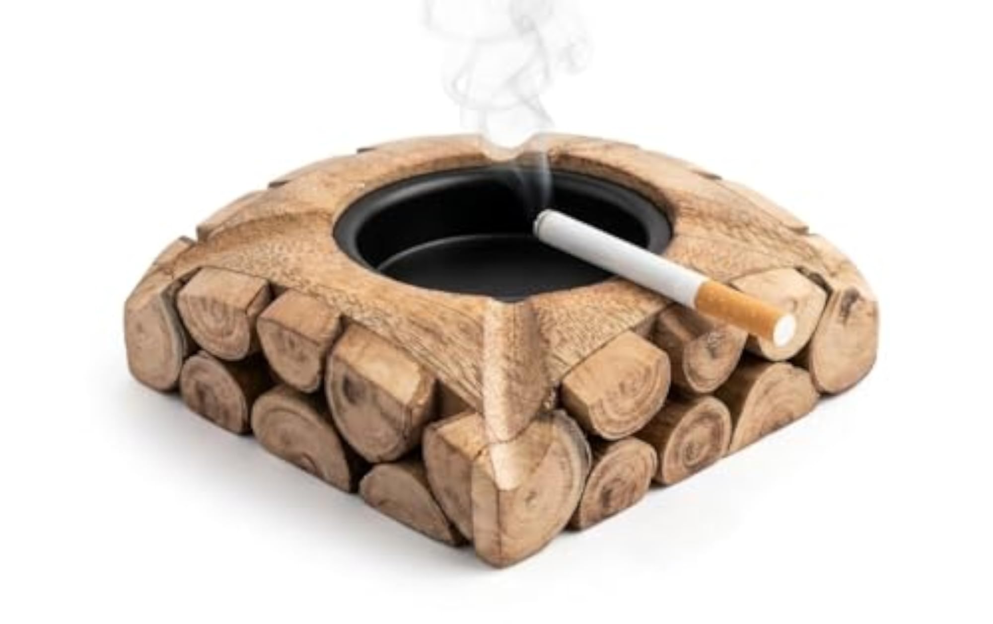Handmade Mango Wood Ashtray, Rustic Square Design