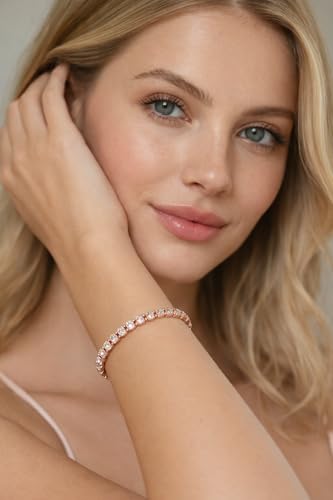Image of BLACK PEARL Elegant Style Tennis Bracelet with Multicolour Zirconion Stones, Gold and Silver-Toned Bracelet For Women & Girls