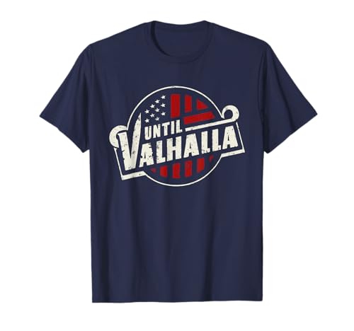 Until Valhalla Nordic US Flag Groovy Vintage Til Valhalla T-Shirt