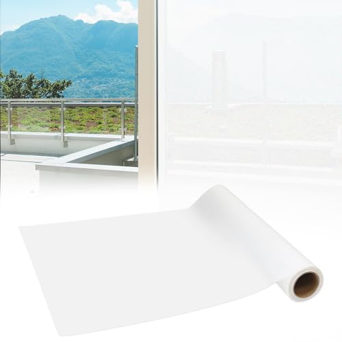 JJYHEHOT Frosted Window Film, Privacy Opaque Film for Glass Windows, Self Adhesive Static Cling No Glue for Office Home Bathroom Living Room, White 40 x 200cm