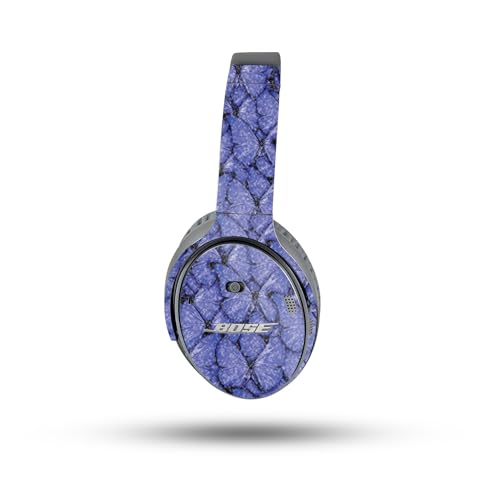 Image of MightySkins Glossy Glitter Skin Compatible with Bose QuietComfort 35 II Headphones - Blue Butterflies | Protective, Durable High-Gloss Glitter Finish | Easy to Apply