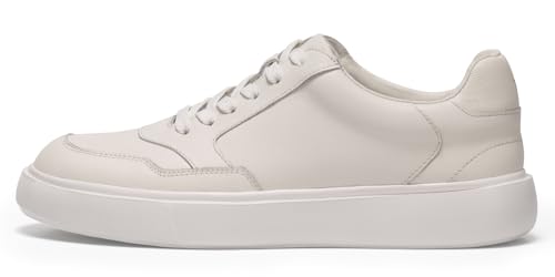 Journey West Mocasines clásicos ligeros de piel auténtica con cordones para hombre, Blanco, 42 EU