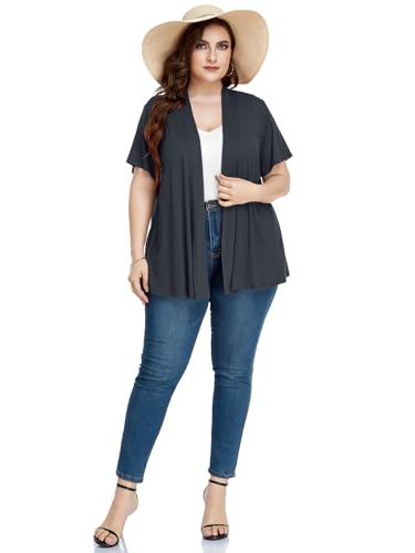 Image of LARACE Short Sleeve Cardigans for Womens Summer Tops Casual Plus Size Open Front Lightweight Cover Up