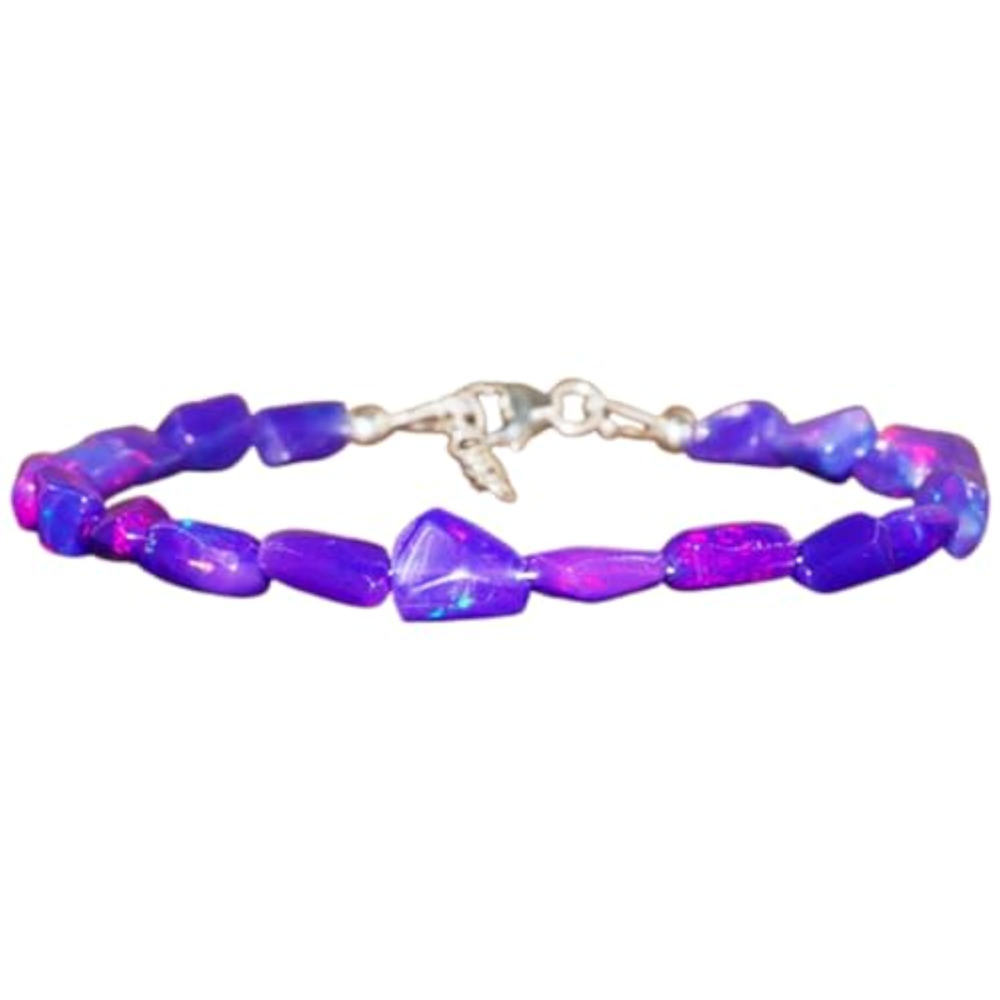 Ethiopian Opal Tumble Beaded Bracelet, Adjustable Multicolor