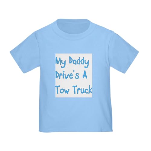 CafePress My Daddy Drives A Tow Truck T Shirt Toddler Graphic Tee, 100% Cotton Baby Blue