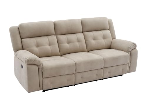 Vente-unique - Canapé 3 Places Relax électrique en Microfibre Beige ORTIANO