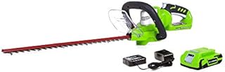 Greenworks 24V 22-Inch Cordless Hedge Trimmer, 2.0 AH Battery Included, HT24B210