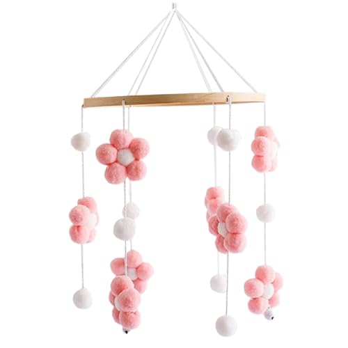 Image of Baby Crib Mobile,Modern Boho Baby Mobile,Soothing Musical Crib Mobile with Secure Attaching Hair Balls for Promoting Hearing and Visual Development