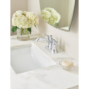 Moen Dartmoor Brushed Nickel Traditional Two Handle Centerset Bathroom Sink Faucet, 6802BN - image 2