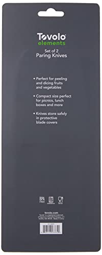 Tovolo Paring Knives Set Of 2 (Mint / Gray) - Essential Small Knife Set For Cooking, Peeling, Slicing, & Precise Jobs / Includes Blade Covers For Safe Storage & Travel #TOP5
